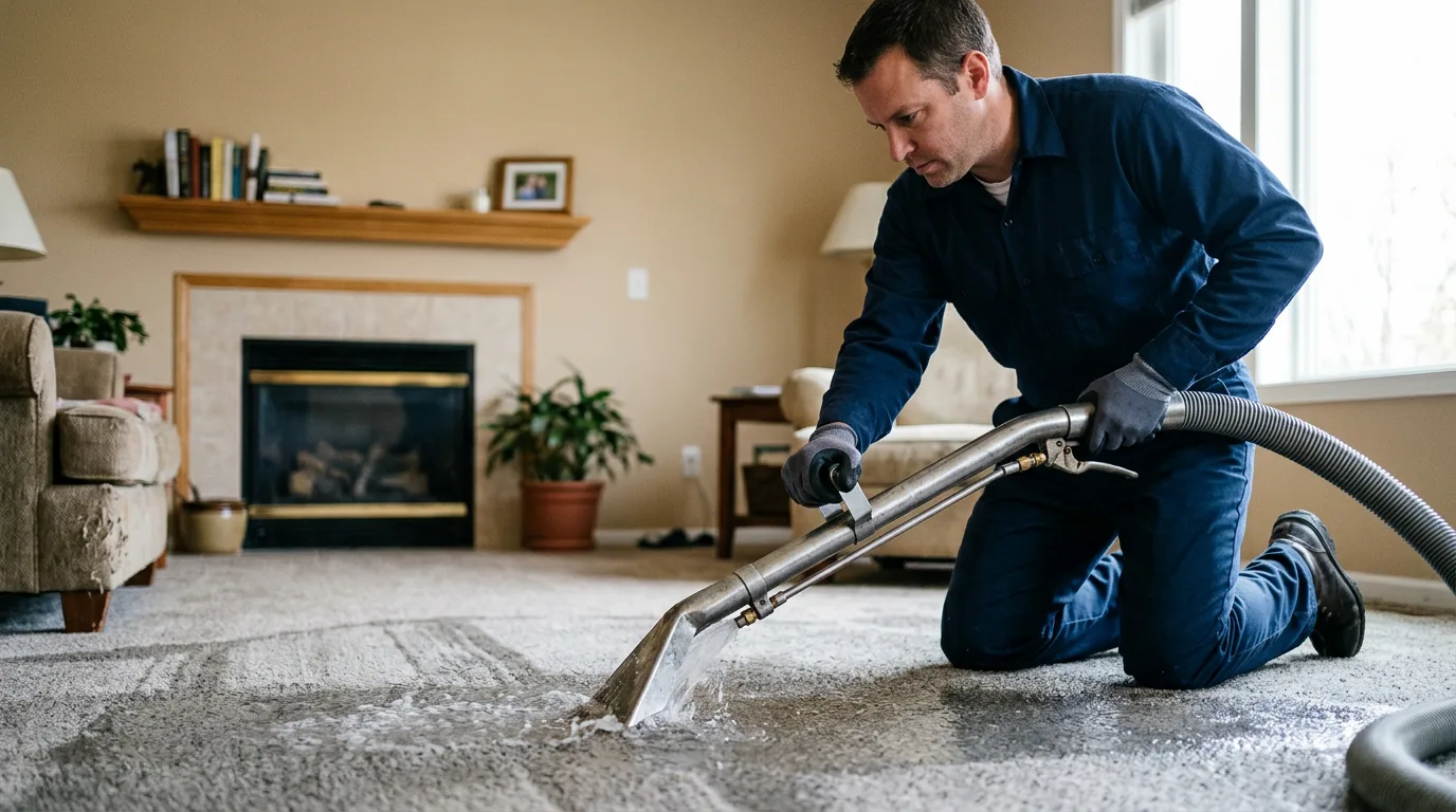 Water damage restoration technician working near Montgomery, IN